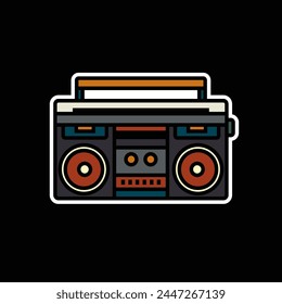 Original vector illustration. The outline icon of a portable stereo recorder. A boombox. Hand drawn, not AI