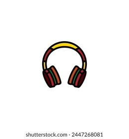 Original vector illustration. The outline icon of large wireless headphones. Hand drawn, not AI