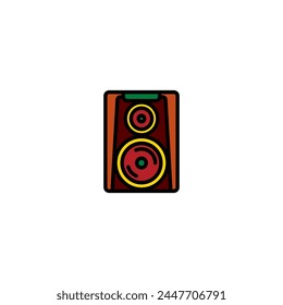 Original vector illustration. The outline icon of a large music speaker. Hand drawn, not AI