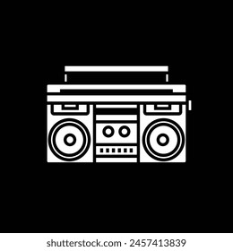 Original vector illustration. The outline icon of a portable stereo recorder. A boombox. Hand drawn, not AI