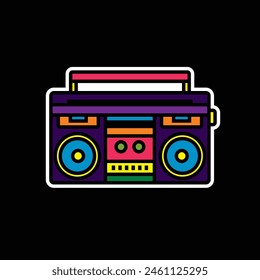 Original vector illustration. The outline icon of a portable stereo recorder. A boombox. Hand drawn, not AI