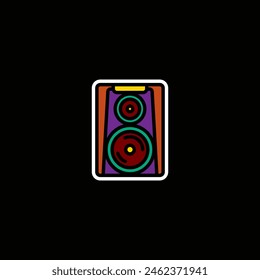 Original vector illustration. The outline icon of a large music speaker. Hand drawn, not AI