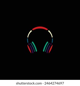 Original vector illustration. The outline icon of large wireless headphones. Hand drawn, not AI