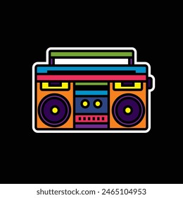 Original vector illustration. The outline icon of a portable stereo recorder. A boombox. Hand drawn, not AI