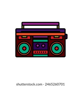 Original vector illustration. The outline icon of a portable stereo recorder. A boombox. Hand drawn, not AI