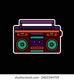 Original vector illustration. The outline icon of a portable stereo recorder. A boombox. Hand drawn, not AI