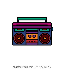 Original vector illustration. The outline icon of a portable stereo recorder. A boombox. Hand drawn, not AI