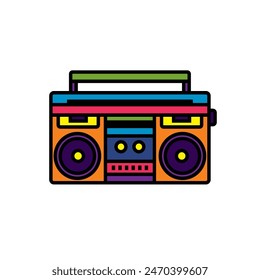 Original vector illustration. The outline icon of a portable stereo recorder. A boombox. Hand drawn, not AI