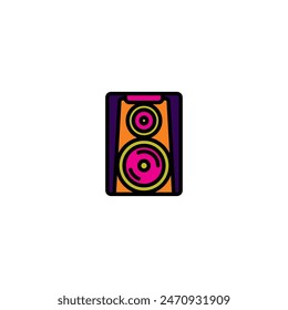 Original vector illustration. The outline icon of a large music speaker. Hand drawn, not AI