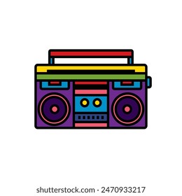 Original vector illustration. The outline icon of a portable stereo recorder. A boombox. Hand drawn, not AI