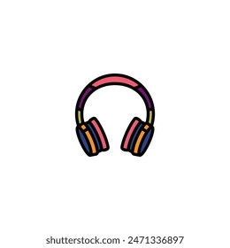 Original vector illustration. The outline icon of large wireless headphones. Hand drawn, not AI