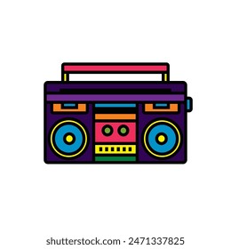 Original vector illustration. The outline icon of a portable stereo recorder. A boombox. Hand drawn, not AI