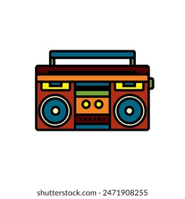 Original vector illustration. The outline icon of a portable stereo recorder. A boombox. Hand drawn, not AI