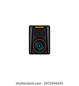 Ilustración vectorial original. Icono de contorno de un Grande altavoz de música. Dibujado a mano, no AI