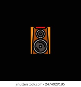 Original vector illustration. The outline icon of a large music speaker. Hand drawn, not AI