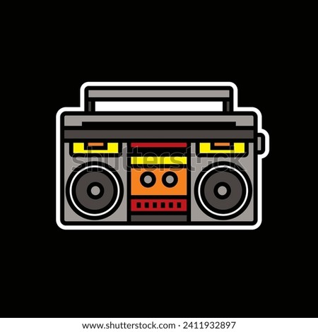 Original vector illustration. The outline icon of a portable stereo recorder. A boombox. Hand drawn, not AI