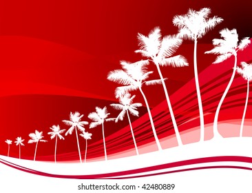 Ilustración vectorial original: fondo de palmeras Archivo compatible con AI8