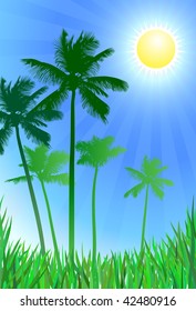 Original Vector Illustration: palm trees background File is AI8 compatible