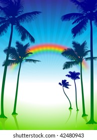 Original Vector Illustration: palm trees background File is AI8 compatible