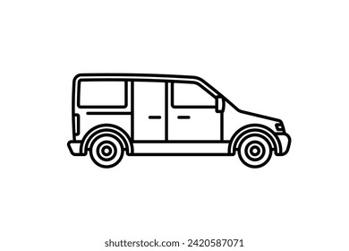 Original vector illustration. A passenger car. A contour icon. Hand drawn, not AI