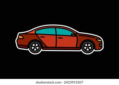Original vector illustration. A passenger car. A contour icon. Hand drawn, not AI