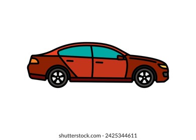 Original vector illustration. A passenger car. A contour icon. Hand drawn, not AI