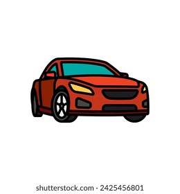 Ilustración vectorial original. Un coche de pasajeros. Un icono de contorno. Dibujado a mano, no AI