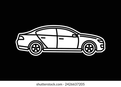 Original vector illustration. A passenger car. A contour icon. Hand drawn, not AI