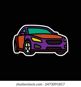 Original vector illustration. A passenger car. A contour icon. Hand drawn, not AI