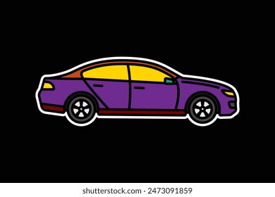 Original vector illustration. A passenger car. A contour icon. Hand drawn, not AI