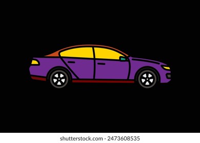 Ilustración vectorial original. Un coche de pasajeros. Un icono de contorno. Dibujado a mano, no AI