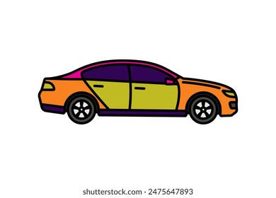 Original vector illustration. A passenger car. A contour icon. Hand drawn, not AI