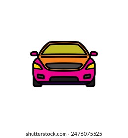 Original vector illustration. A passenger car. A contour icon. Hand drawn, not AI