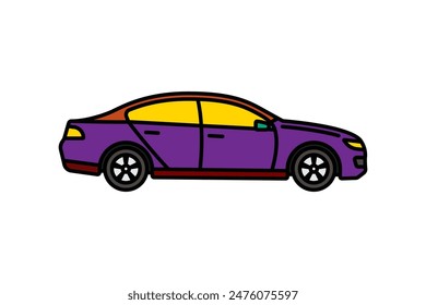 Original vector illustration. A passenger car. A contour icon. Hand drawn, not AI