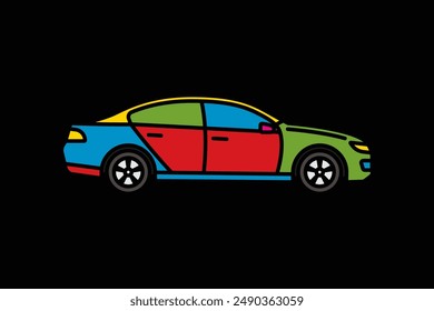 Ilustración vectorial original. Un coche de pasajeros. Un icono de contorno. Dibujado a mano, no AI