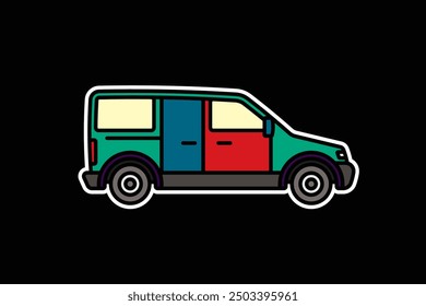 Ilustración vectorial original. Un coche de pasajeros. Un icono de contorno. Dibujado a mano, no AI