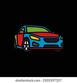 Original vector illustration. A passenger car. A contour icon. Hand drawn, not AI