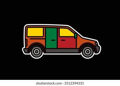 Original vector illustration. A passenger car. A contour icon. Hand drawn, not AI