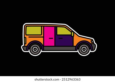 Original vector illustration. A passenger car. A contour icon. Hand drawn, not AI