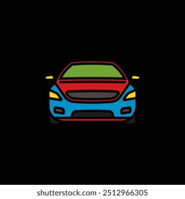 Original vector illustration. A passenger car. A contour icon. Hand drawn, not AI