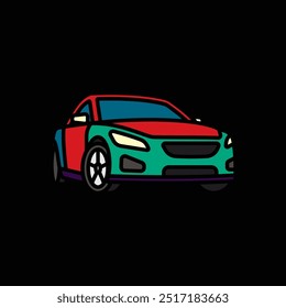 Ilustración vectorial original. Un coche de pasajeros. Un icono de contorno. ¡DIBUJADO A MANO, NO INTELIGENCIA ARTIFICIAL!