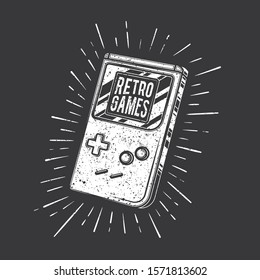 Original vector illustration. Portable game console drawn in chalk