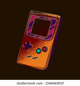 Original vector illustration. Portable retro game console in vintage style.