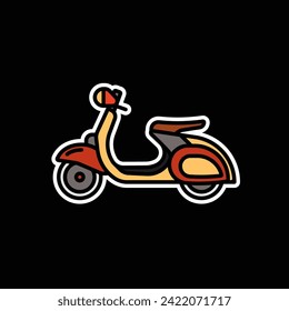 Original vector illustration. Retro scooter. A contour icon. Hand drawn, not AI