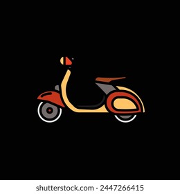 Ursprüngliche Vektorillustration. Retro-Roller. Ein Kontursymbol. Handgezeichnet, keine KI