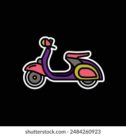 Original vector illustration. Retro scooter. A contour icon. Hand drawn, not AI