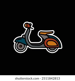 Original vector illustration. Retro scooter. A contour icon. Hand drawn, not AI