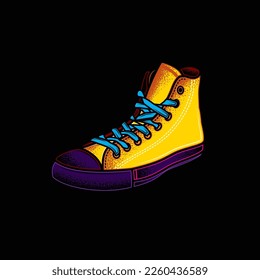 Ilustración vectorial original. Las zapatillas retro al estilo neón. Diseño de camisetas, elemento de diseño.