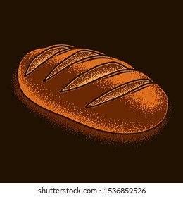 Original vector illustration in a retro style. Freshly baked loaf of bread.