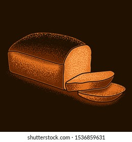 Original vector illustration in a retro style. Freshly baked sliced loaf of bread.